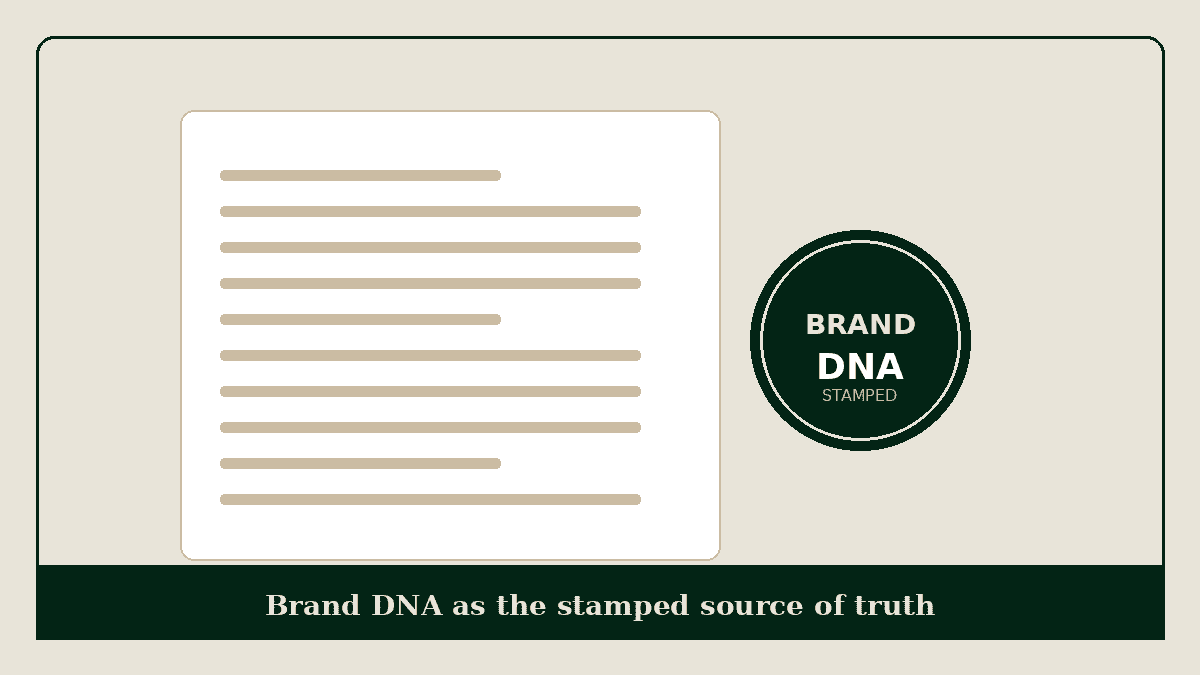Guide cover: Brand DNA as the stamped source of truth