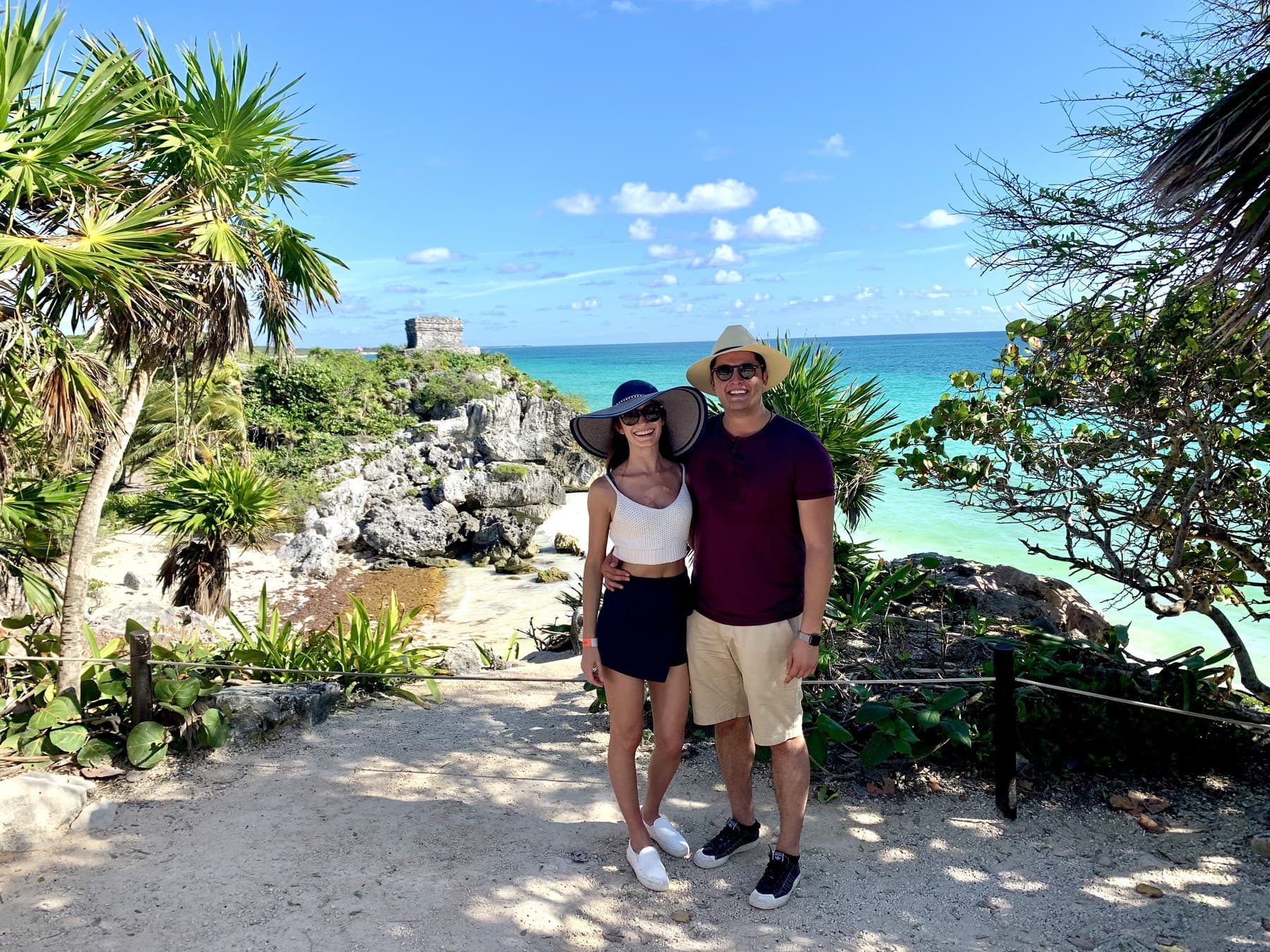Nik and partner on Mexico's Caribbean coast near Tulum after the move from Vancouver.